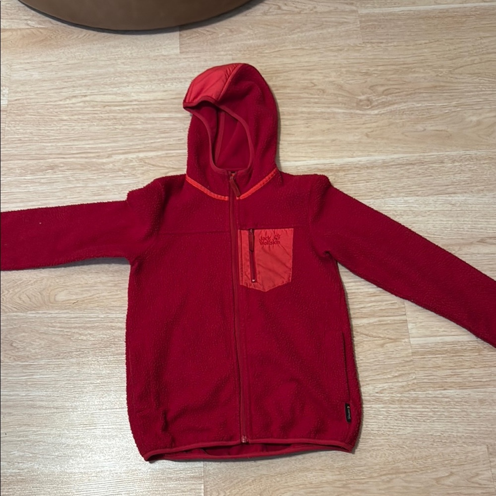 Jack Wolfskin Kids Red Hoodie 11-12y inner pockets ski layer